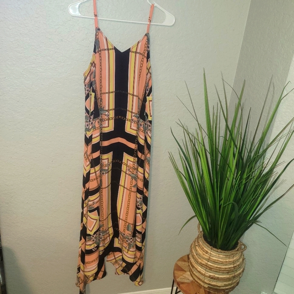 Nanette Lepore Women's Peach and Black Flirty and Versatile Long Dress - Size 10